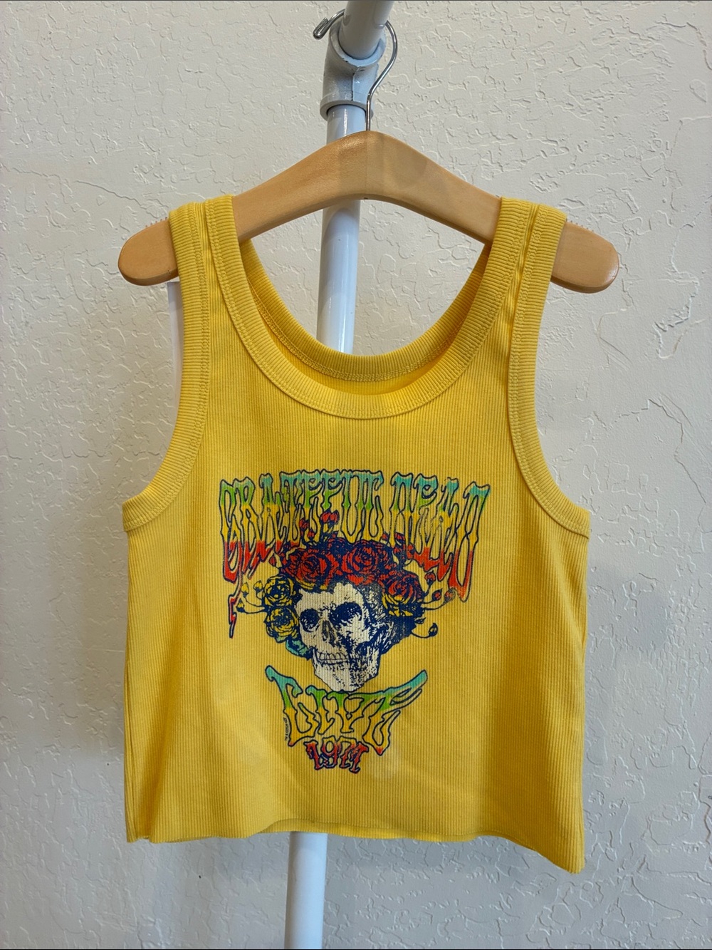 Rowdy Sprout Yellow Graphic Skull Tank Top